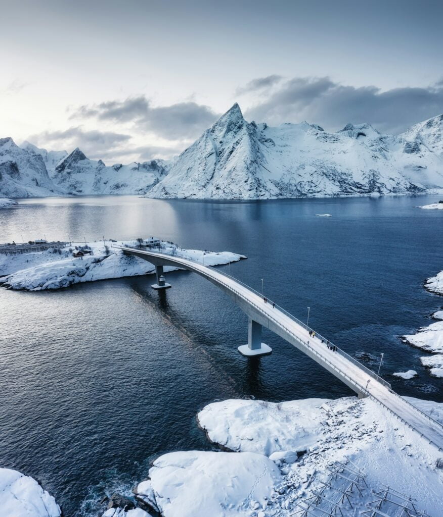Fredvang bridge on the Lofoten islands, Norway