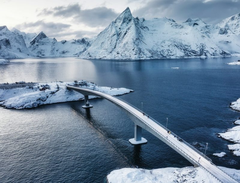 Fredvang bridge on the Lofoten islands, Norway