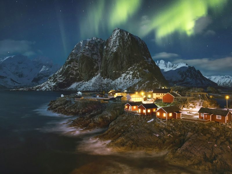 Norway, Lofoten, Hamnoy and northern lights